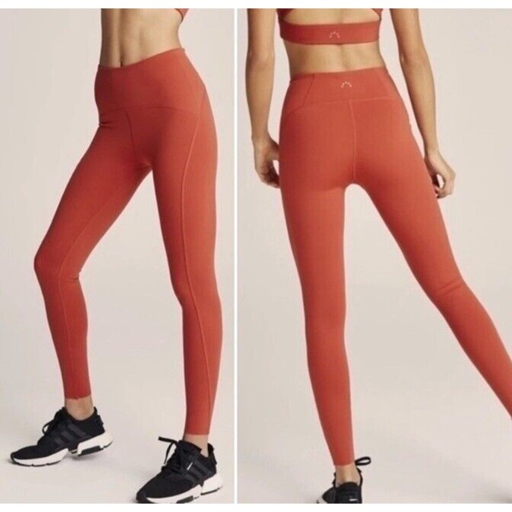 Varley Meadow Yoga Leggings Athleisure Sporty Spice Red 7/8 Leg Mid Rise Large